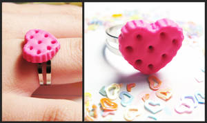 Polymer Clay Pink Cookie Ring