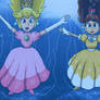 Peach and Daisy Dive on Water