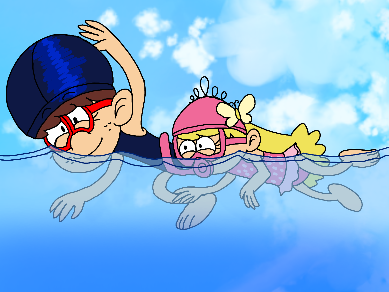 Lynn and Lola Swimming by galbin32 on DeviantArt