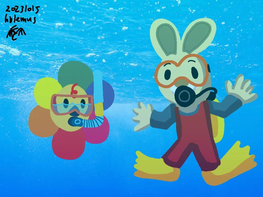 Babyfirst Flower and Harry the Rabbit Scuba Dive by galbin32 on DeviantArt