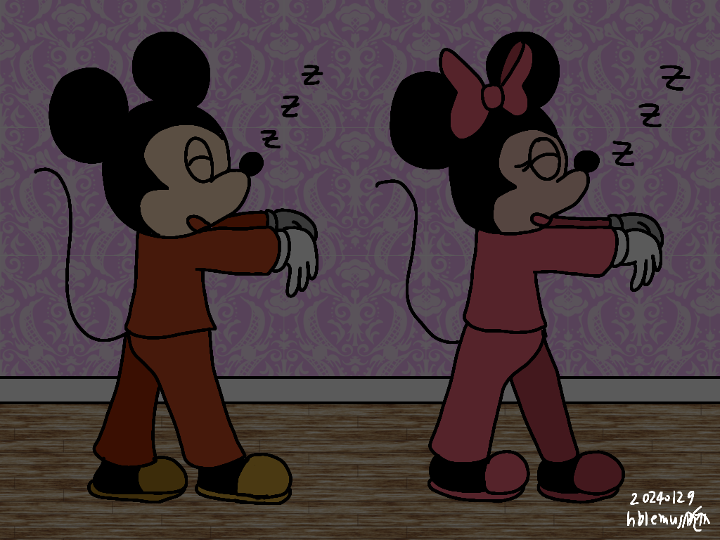 Mickey and Minnie sleepwalking by galbin32 on DeviantArt