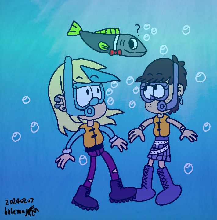 Luna loud and sam sharp snorkeling by galbin32 on DeviantArt