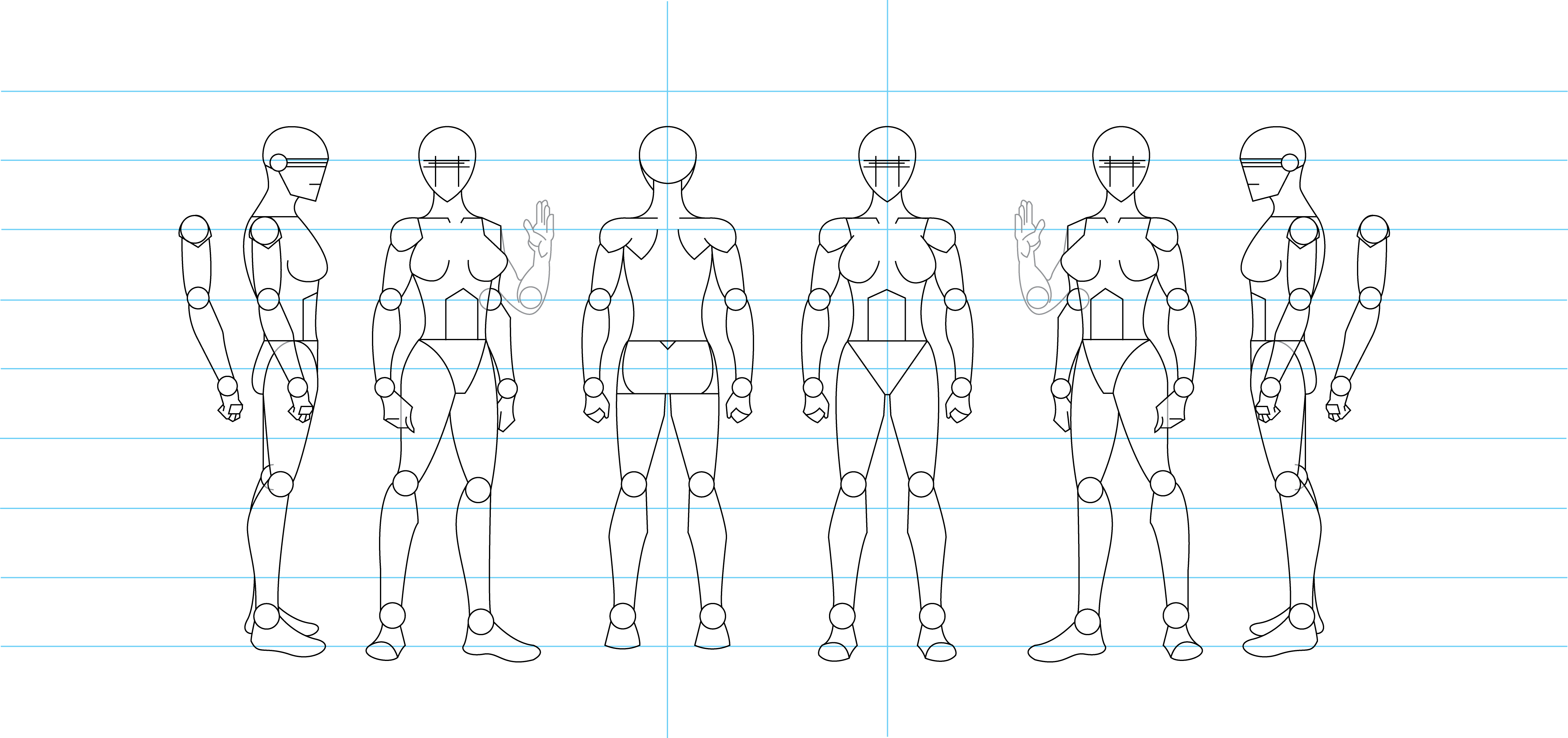 Figure Drawing Turnaround Template - Female