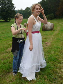 bride on a field - making of