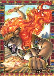 Sekhmet Sketch Card - Meghan Hetrick