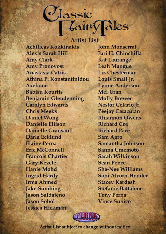 Classic Fairy Tales Artist List by Pernastudios
