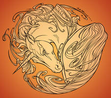 Unicorn - Lineart (orange BG)