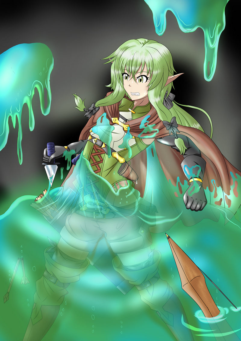 High Elf Archer In A Slimy Trouble version1 By Sir Raymond2k3 On high-elf-archer-in-a-slimy-trouble-version1-by-sir-raymond2k3-on