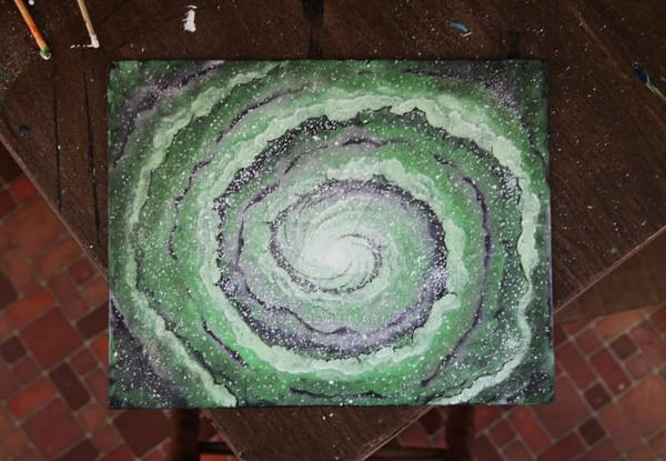 Green galaxy painting