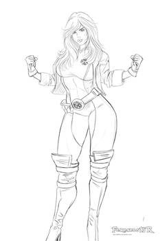 ROGUE X-MEN  CLASSIC OUTFIT lineart