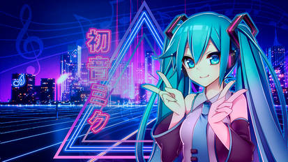 Hatsune Miku synthwave Vocaloid retrowave