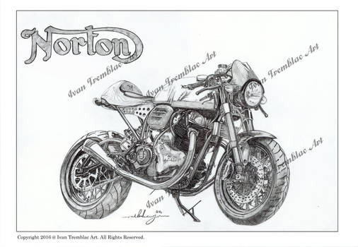 Norton Dominator SS Motorcycle Drawing