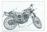 Classic Yamaha XT 500 Motorcycle drawing. by ivantremblac