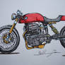 Custom Honda CX Cafe Racer in pen/colour