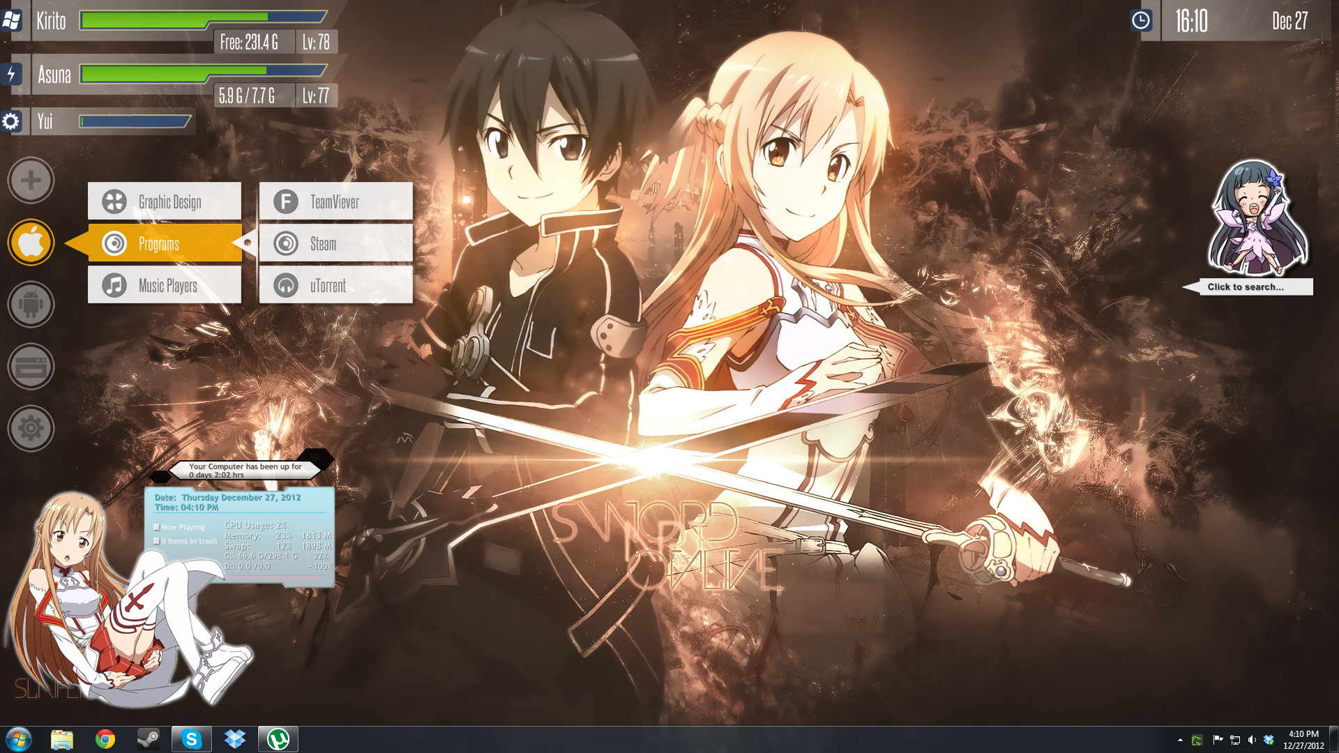 Sao Rainmeter Wallpaper By Skytotoro On Deviantart