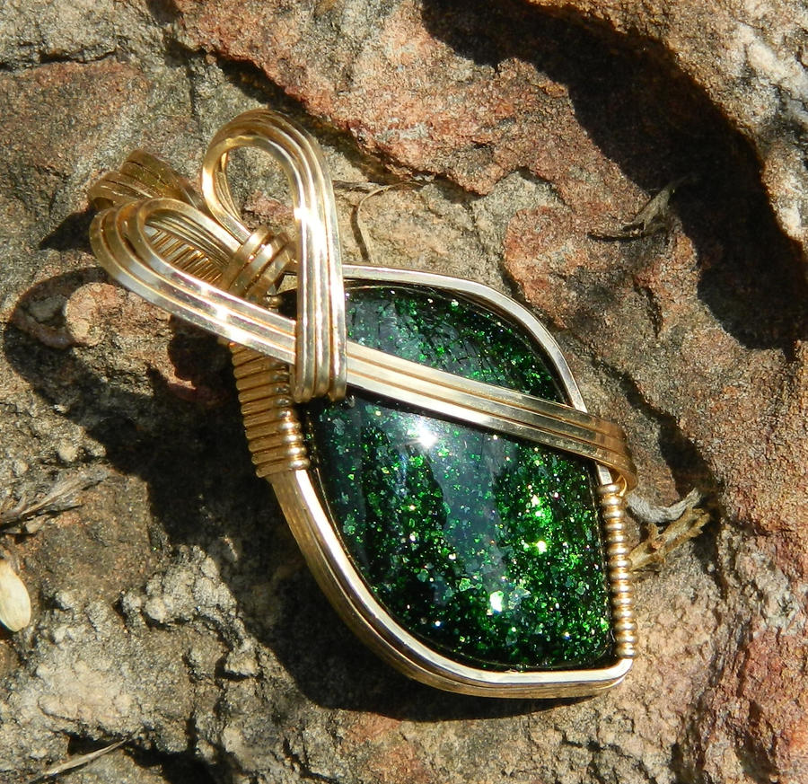 Green goldstone on sandstone