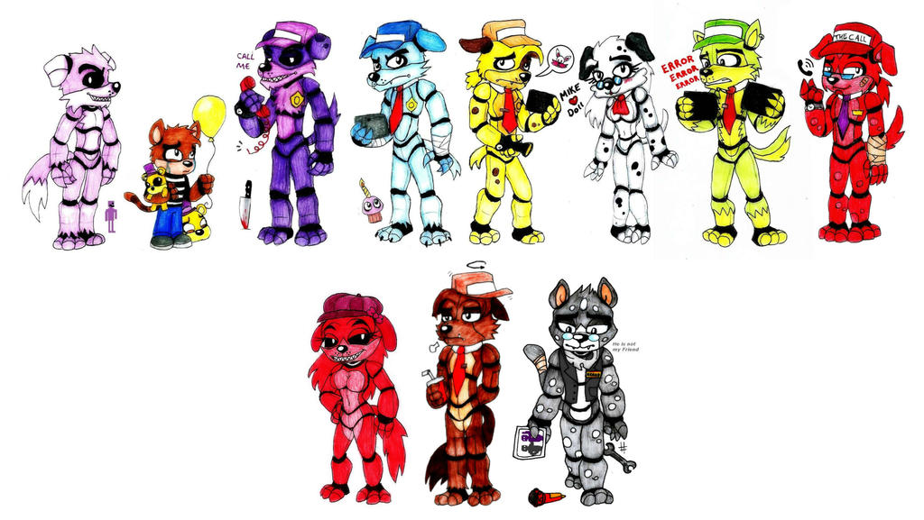 FIVE NIGHTS AT FREDDY'S - SECURITY GUARDS by BlueWolfArtista on DeviantArt