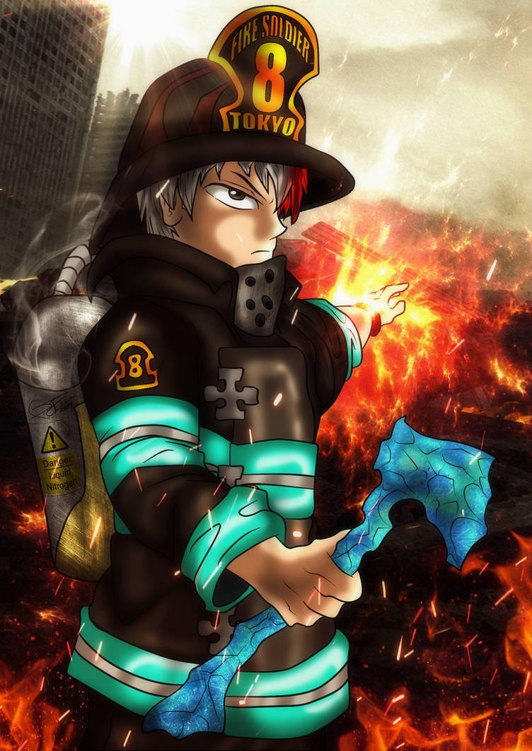 Shoto Todoroki joins Fire Brigade of Flames by BlueWolfArtista on