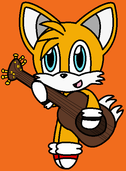 Chibi Tails playing the guitar