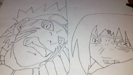 sauske and Naruto lineart