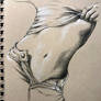 Figure study in pen and charcoal pencil