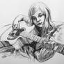 Drawing of a girl playing guitar