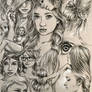 Page of sketchy stuff in charcoal pencil and white