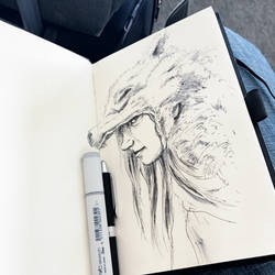 Wolf girl, airport terminal sketch