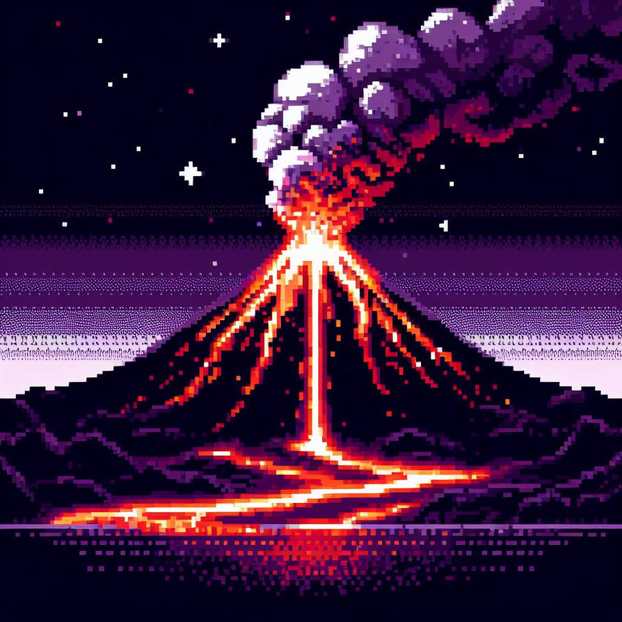 8-bit volcano eruption by JamesHosie1995 on DeviantArt