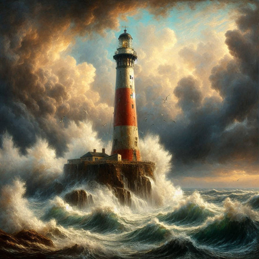 A lighthouse standing against a fierce storm with by JamesHosie1995 on ...