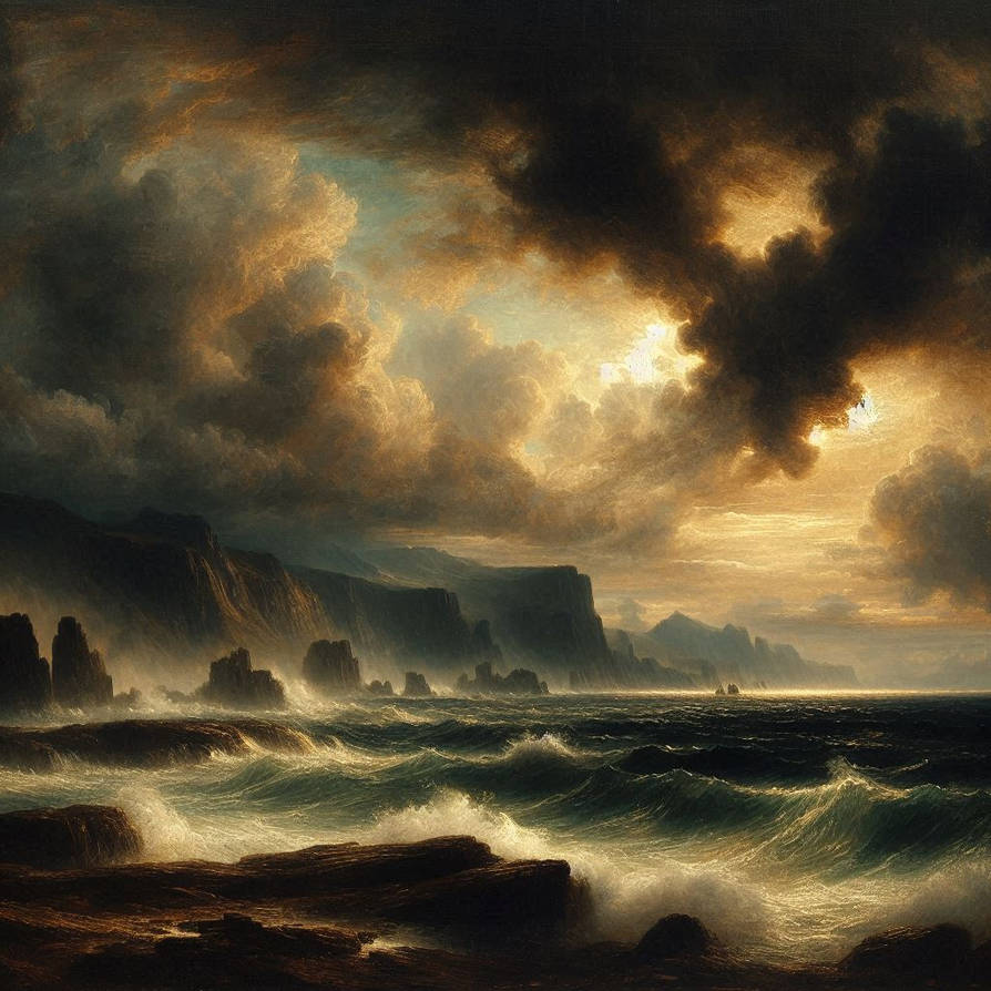 A dark, brooding sky over a stormy ocean, in the s by JamesHosie1995 on ...