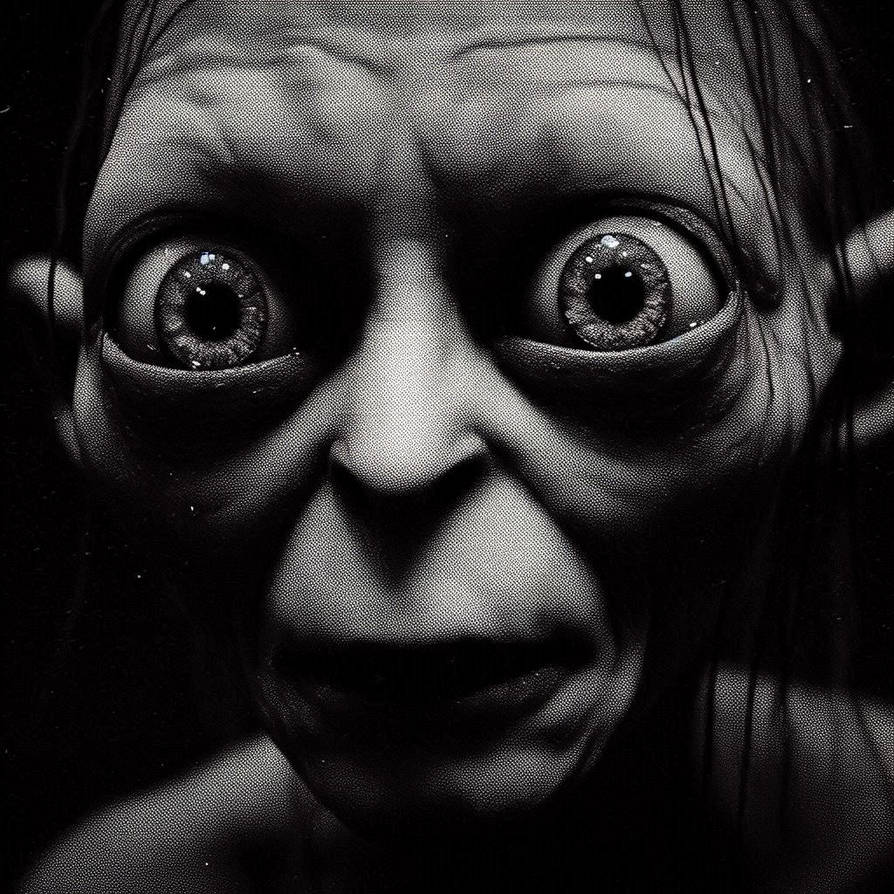 Close-up of Gollum's face in darkness, only bulgin by JamesHosie1995 on ...