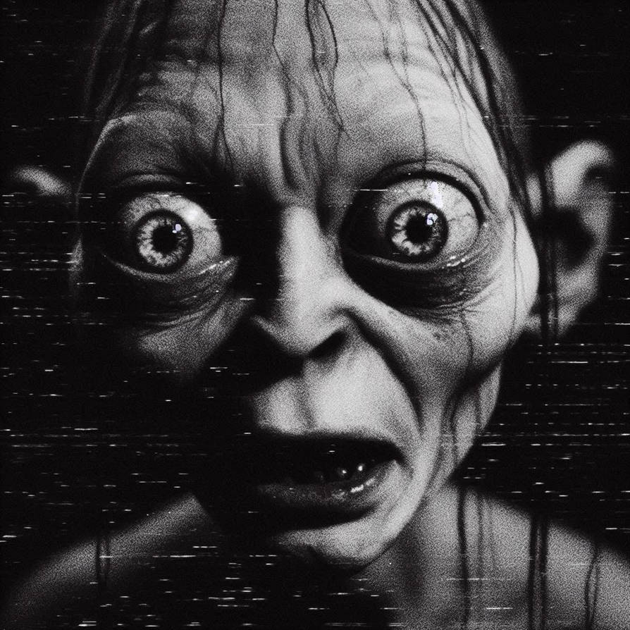 Close-up of Gollum's face in darkness, only bulgin by JamesHosie1995 on ...