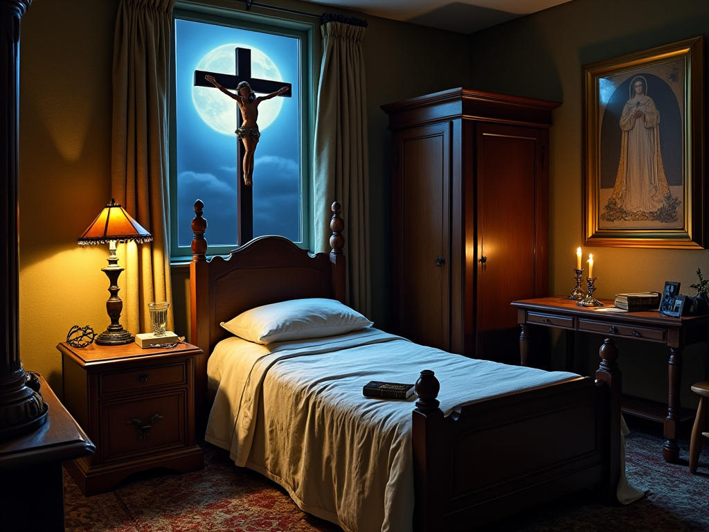 Catholic Ritual Room A small, cozy bedroom belonging to a Catholic prie by JamesHosie1995 on ...
