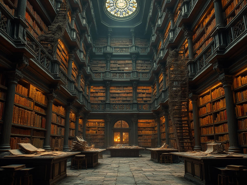 Envision an immense, labyrinthine library stretchi by JamesHosie1995 on ...