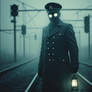 An eerie portrait of a ghostly railway signalman,
