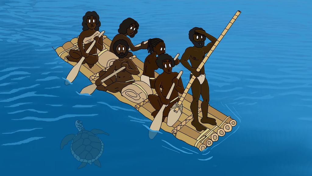 Humans Riding Raft Ancient Rafting to Australia by twinfryes on DeviantArt