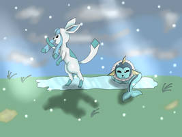 Glaceon And Vaporeon Play