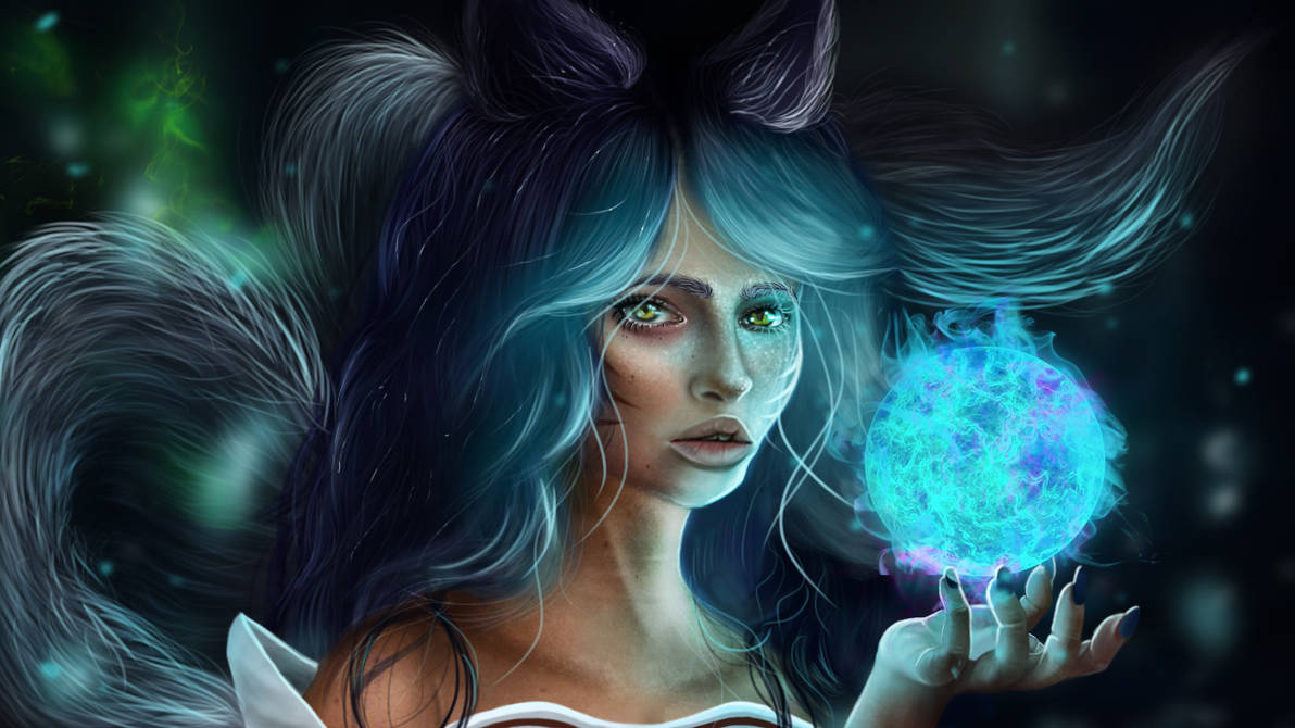 Ahri Splash art by KiccyDrawings on DeviantArt