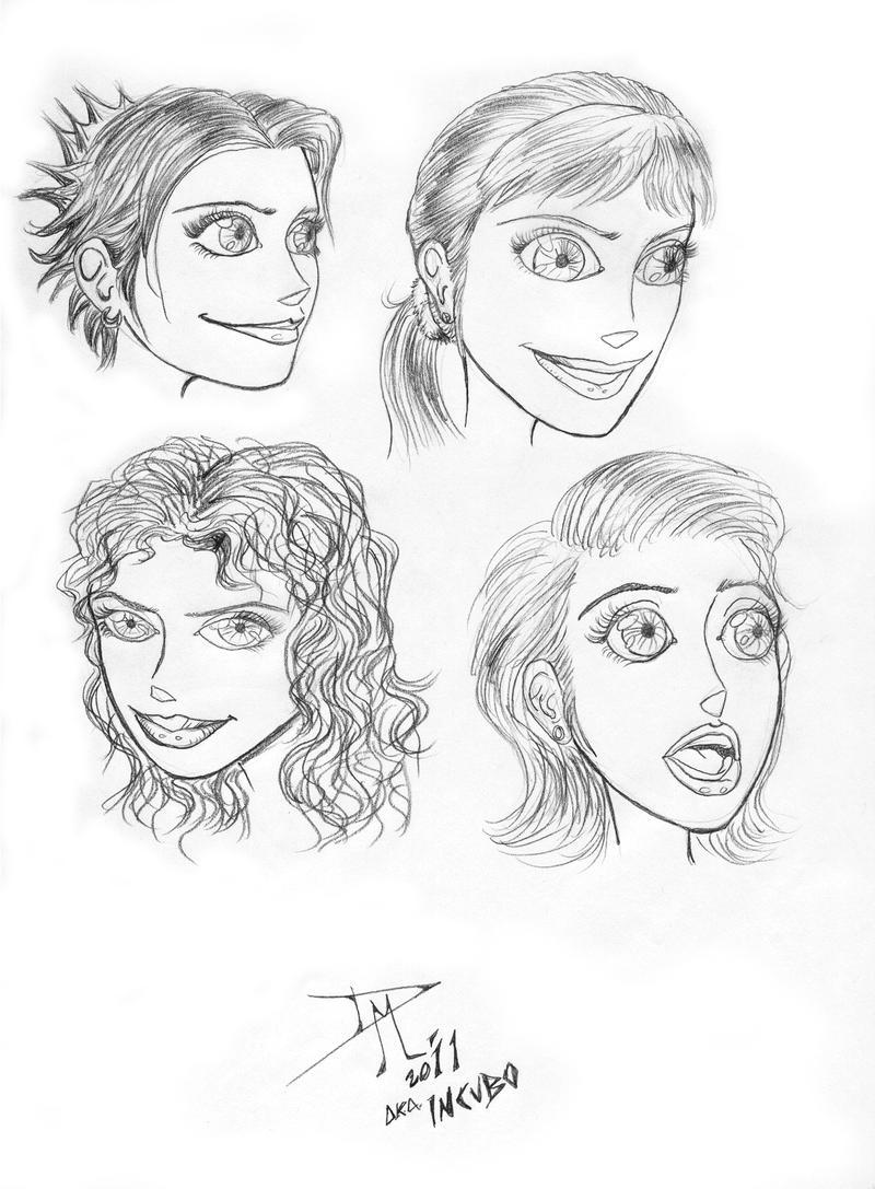 cartoon girl faces