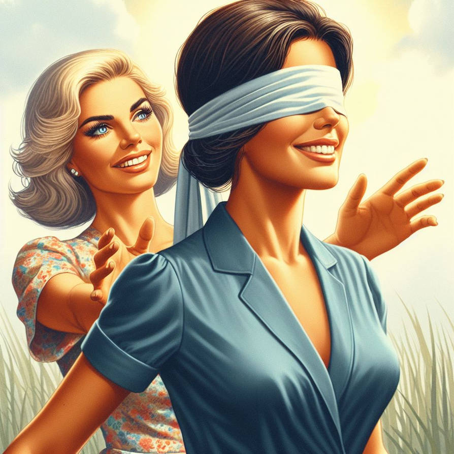 women playing blind man's bluff by EmmaStardust on DeviantArt