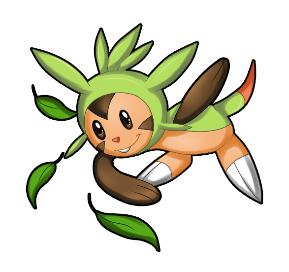 Chespin used Razor Leaf!