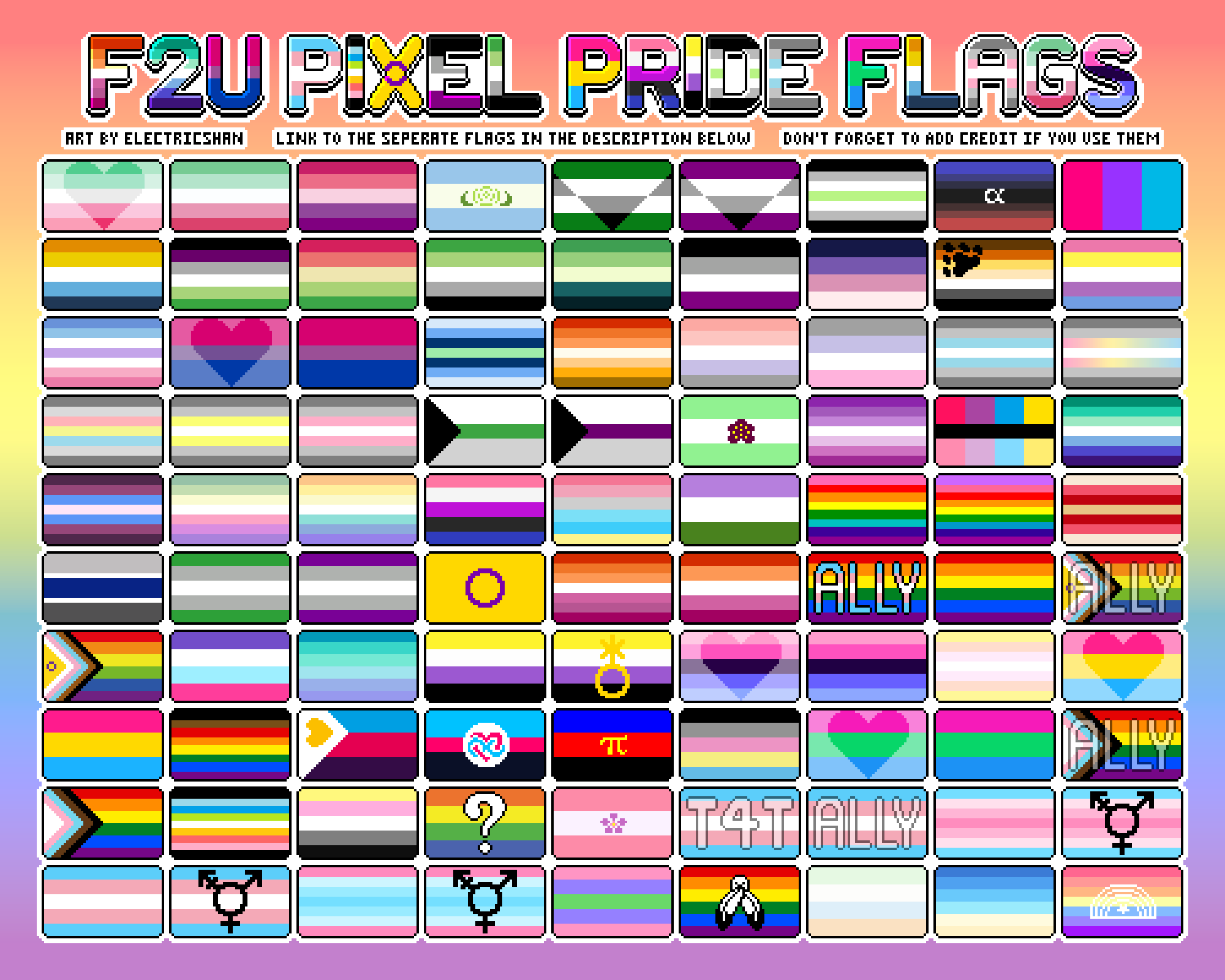 Deviantart Background Pride Flags F2U - Mini Pixel Pride Flags by ElectricShan on DeviantArt