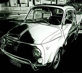 Fiat 500 Black and White (Pot de yaourt)