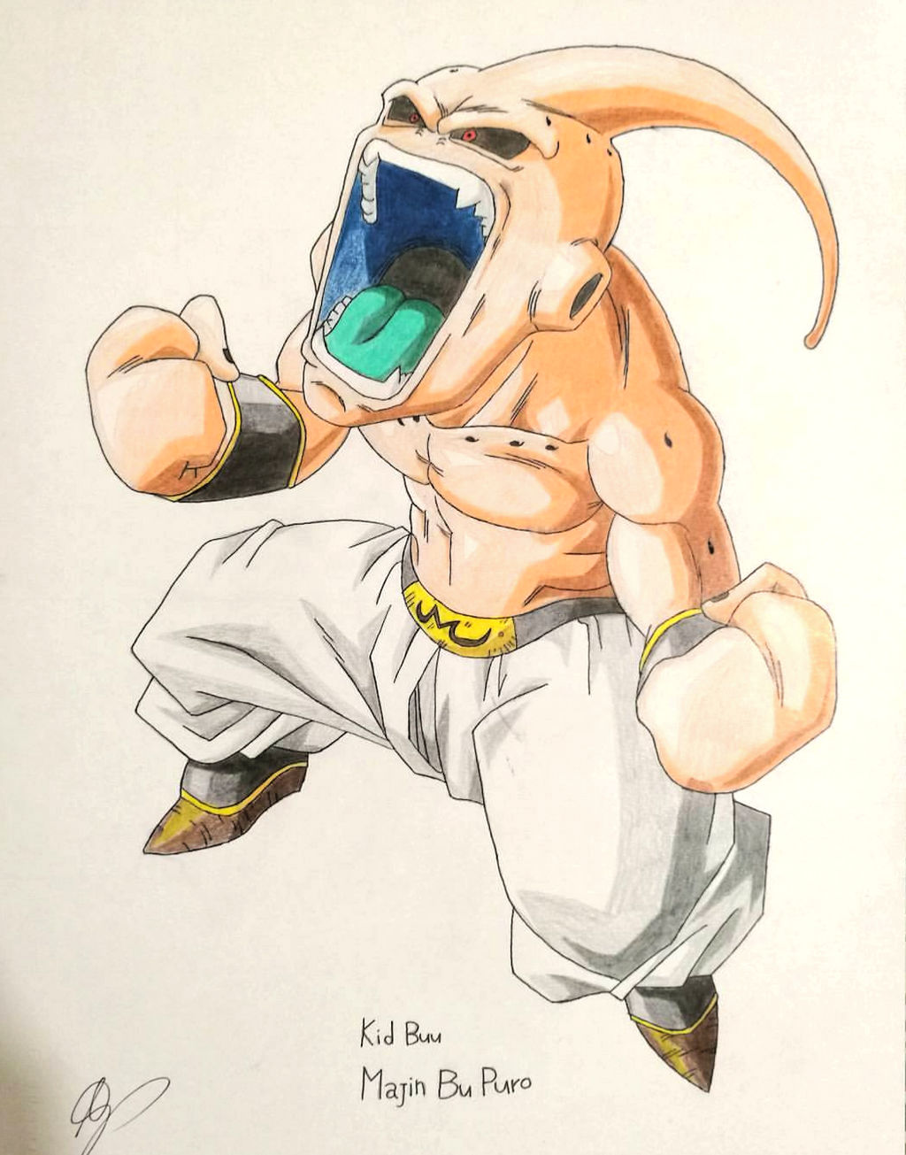 Kid Buu Drawing by PozzoArt on DeviantArt