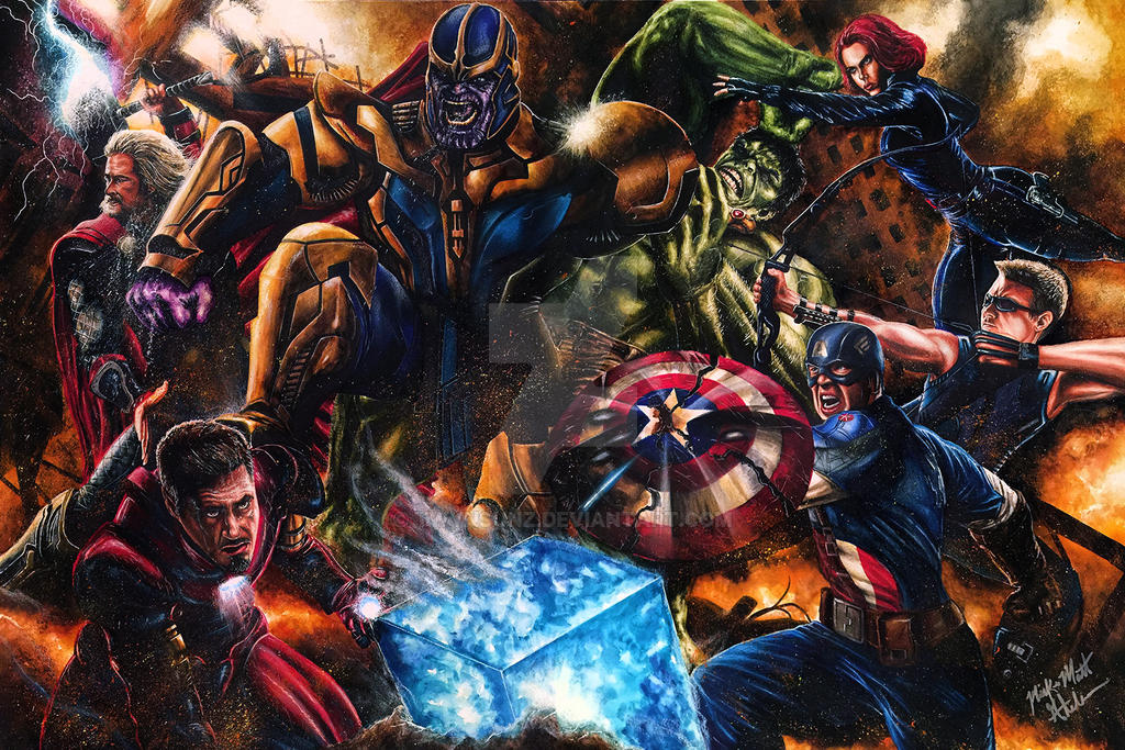 The Avengers VS Thanos by Glebe