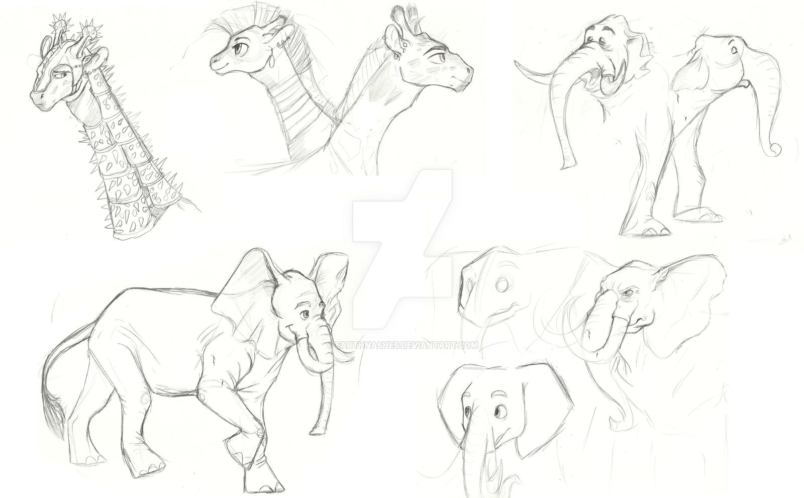 Mlp Elephant Deviantart MLP Test sketches: Elephants and Giraffes by EarthnAshes on DeviantArt