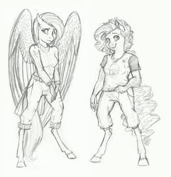 Zombie AU Doodle- Fluttershy and Pinkie Pie