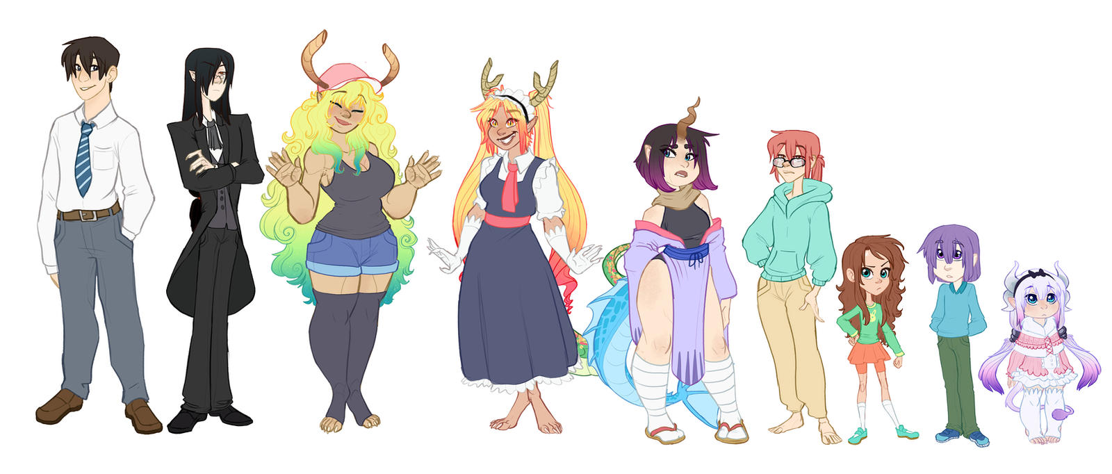 Miss Kobayashi's Dragon Maid (lineup) by Earthsong9405
