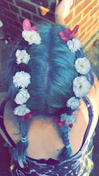 My blue Hair with flowers